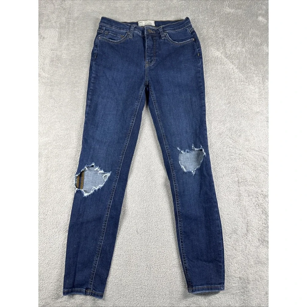 Free People Women's Distressed Knee‎ Denim Skinny Jeans Medium Wash Size W 27R